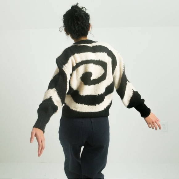 Paloma Wool Twister Pullover - Black White Wool Alpaca Swirl Knit Sweater sz S - Picture 9 of 12